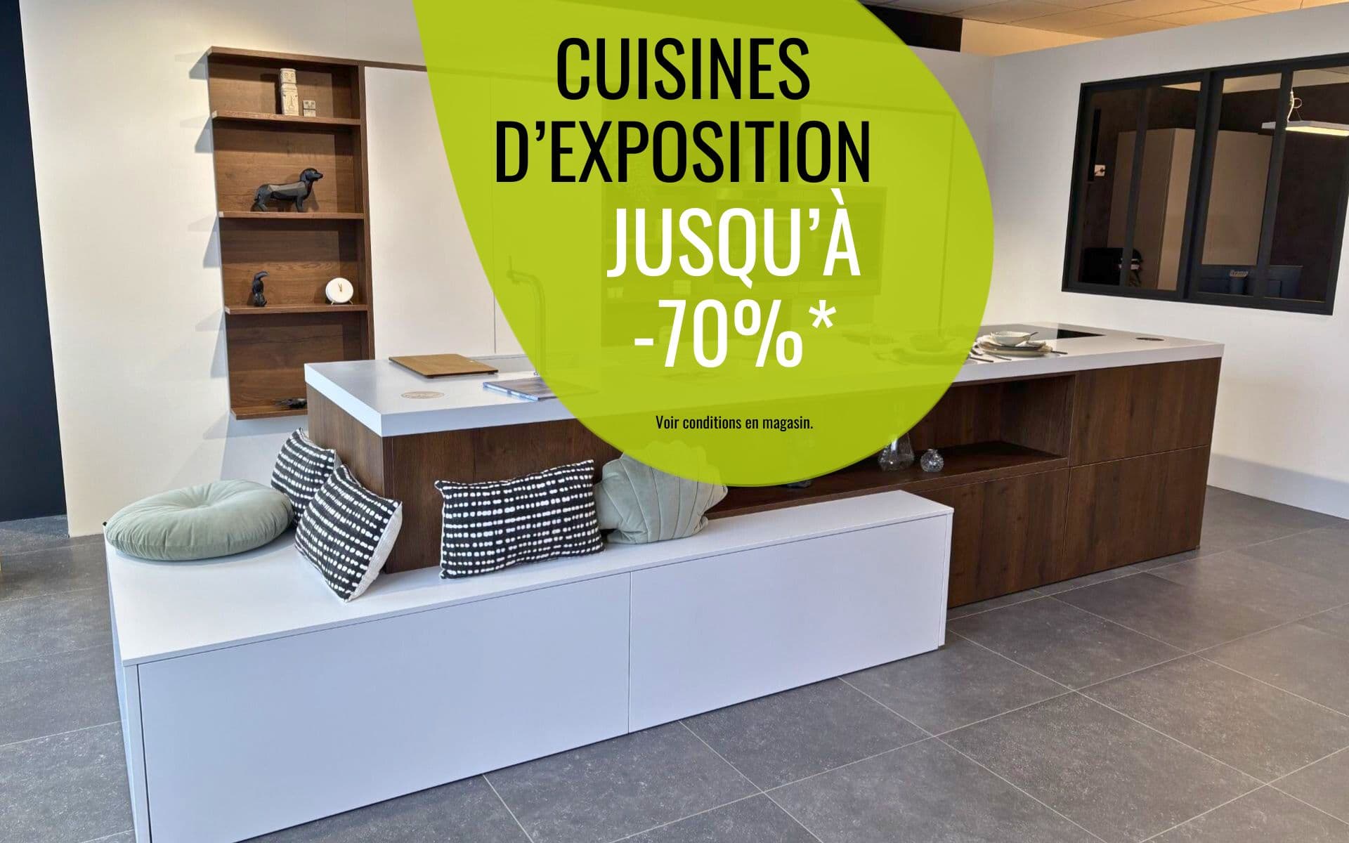 Liquidation et soldes sur les cuisines d'exposition. Jusqu'à -70%